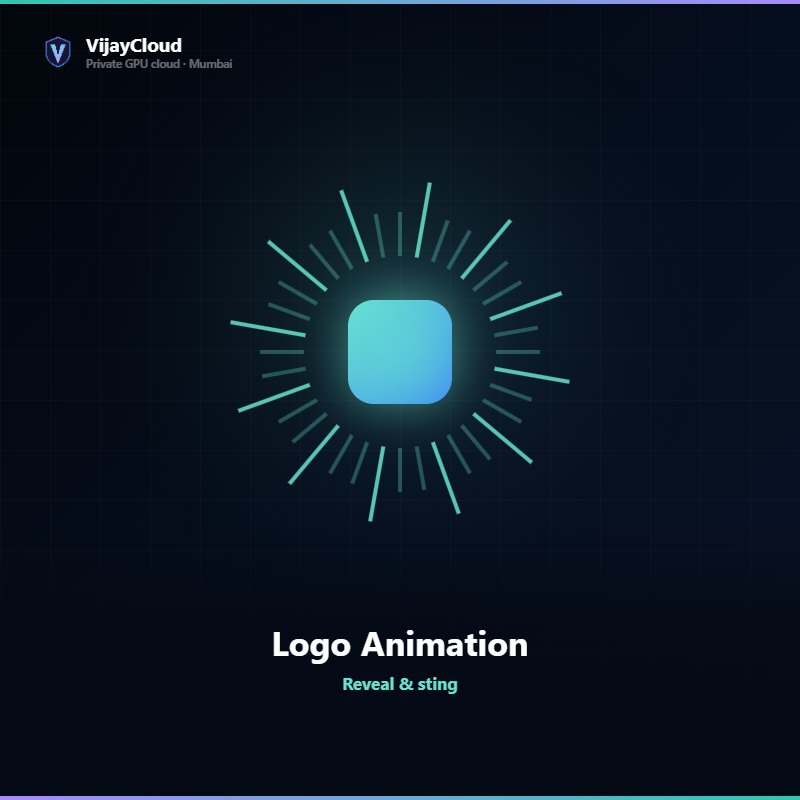 VijayCloud Logo Animation — Reveal & sting
