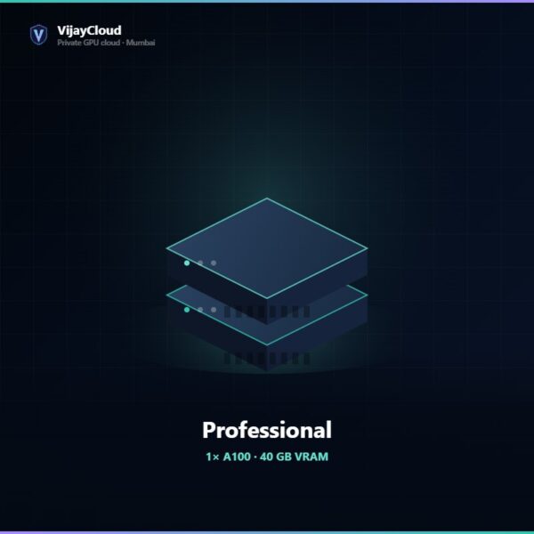 VijayCloud Professional plan — 1× A100 · 40 GB VRAM