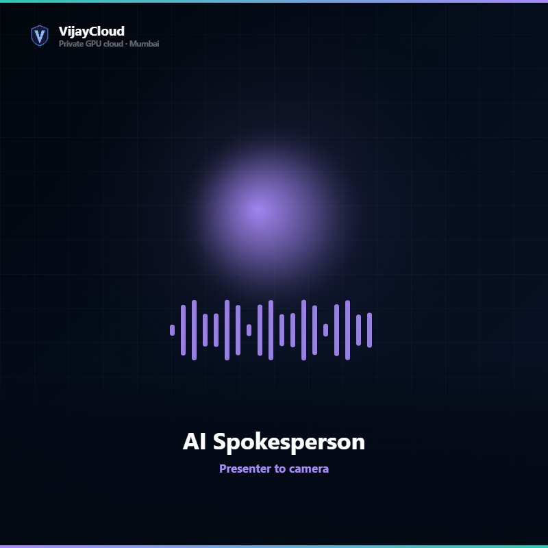 VijayCloud AI Spokesperson — Presenter to camera
